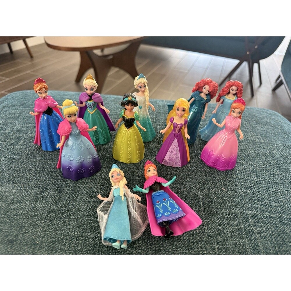 Disney Princess Mattel Polly Pocket Dolls With Magic Clip Dresses Lot Of 11